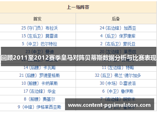 回顾2011至2012赛季皇马对阵贝蒂斯数据分析与比赛表现