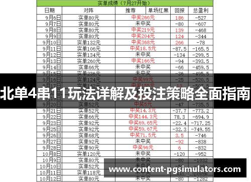 北单4串11玩法详解及投注策略全面指南